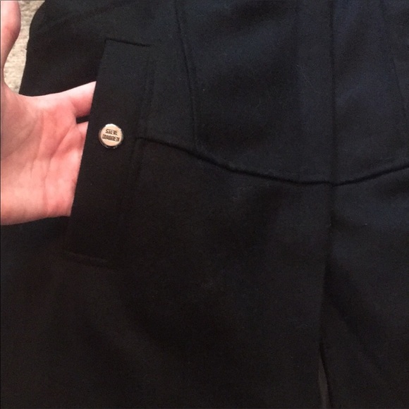 Modcloth Steve Madden Diagonal Alley Asymmetrical Black Wool Peacoat - Picture 16 of 17